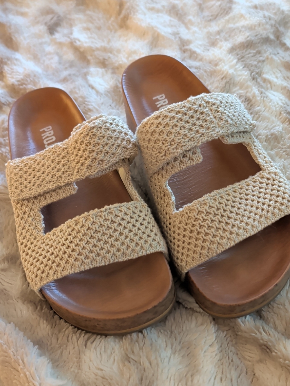 Project Cloud Beige Crochet Slide Sandals for Women
